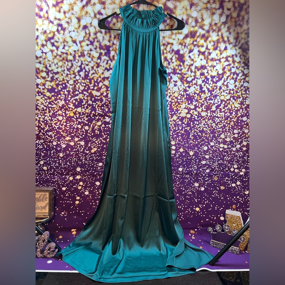 Elegant Teal Satin Dress